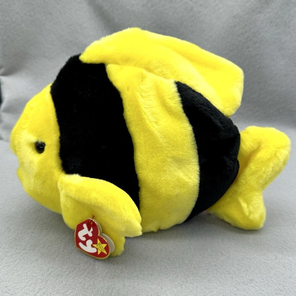 Bubbles Fish Plush Yellow Black Stripe TY Beanie Buddies 1998 Stuffed Toy 10.5" - Picture 2 of 11